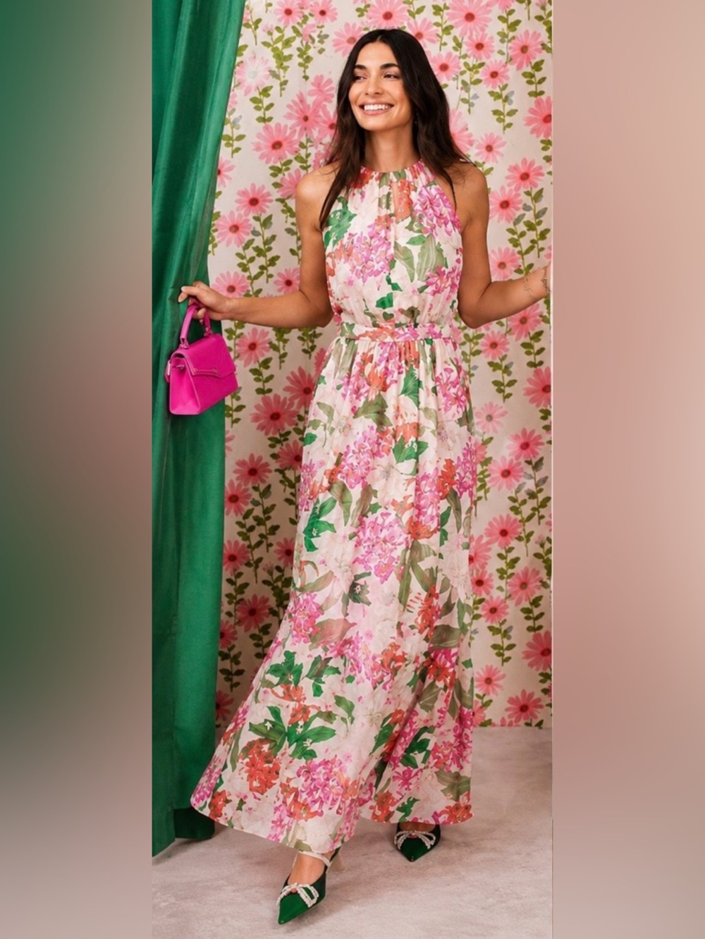 Cece Womens Georgette Floral Print Maxi Dress NWT Size 10